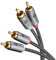 goobay 65291 Cable Cinch estéreo 0,5m / 2x enchufe cinch a 2x enchufe cinch/cable RCA Cable para amplificador Blu Ray HiFi estéreo/cable audio textil dorado