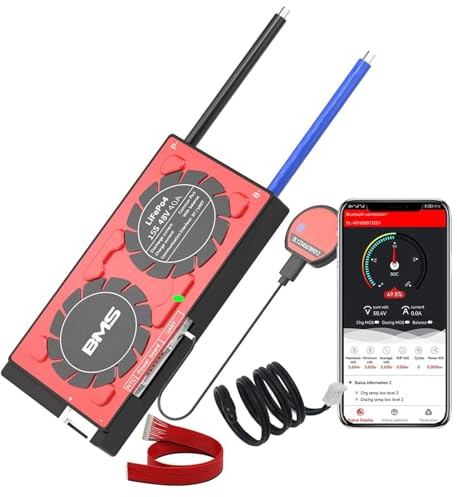 ZTZBFGM Neu 15S 48V 40A Smart BMS Programmierbar Batterieschutzplatine mit Balancer und BT APP/Aktivierungstaste für Lithium Akku LFP Pack Zelle Ladegerät Auto Bootsmotor,40a uart+485+bt+can