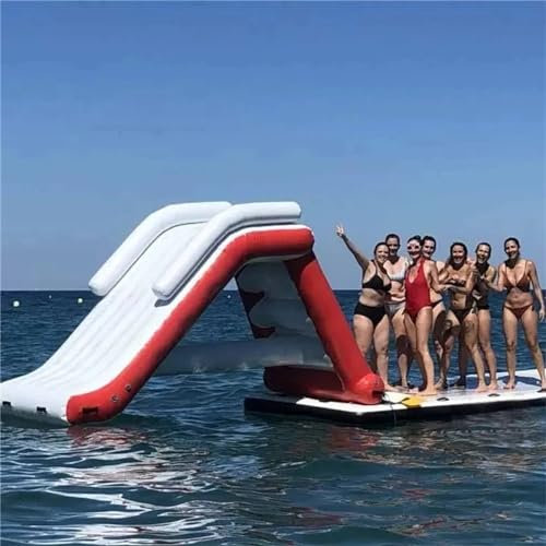 Gueploer Small Mini Size Inflatable Water Park Swimming Pool Slide PVC With Docking Station, Can Be Connected to Other Water Entertainment Equipment,10.5Ft*6.9Ft*5.9Ft