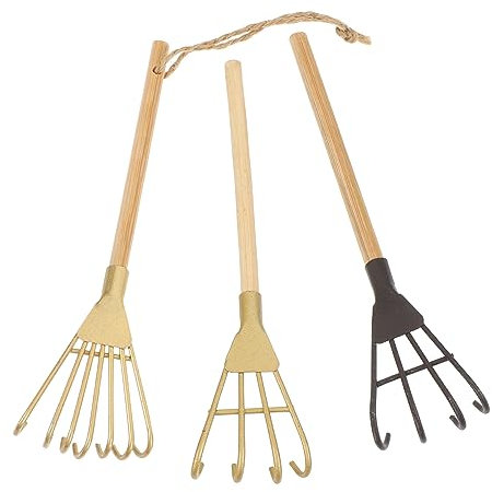 VICASKY 3st Mini-grill Wohnkultur Gartenwerkzeuge Foto-Requisiten Dekor Tischlandschaft Zen-gartenrechen Sandkasten 3/ 4/ 7- Gartenrechen Für Bonsai Klaue Eisen Anlage Kunsthandwerk Kind