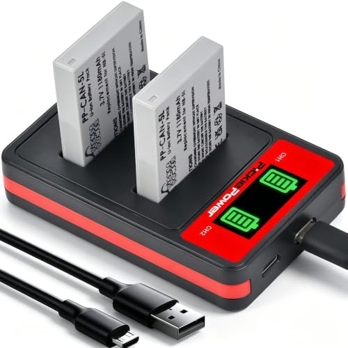 Pickle Power 2Pcs NB-5L Replacement Battery with Dual USB Charger for Canon Powershot S100 SX200 SX210 SX230 HS SD790 IS SX200 IS SD800 IS SD890 IS SD990 IS