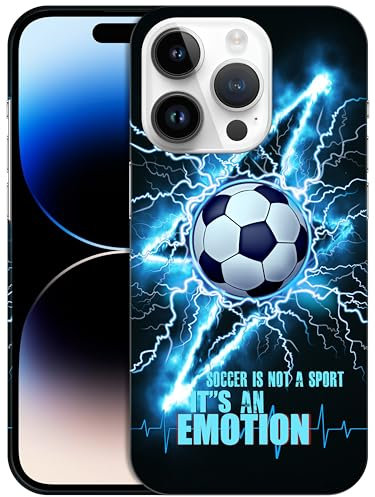 GlamCase for iPhone 14 Pro Case, iPhone 14 Pro Designer Case - Football (Soccer) Lightining Design Printed Slim Fit Cute Plastic Hard Protective Designer Back Phone Case for iPhone 14 Pro. Multicolor