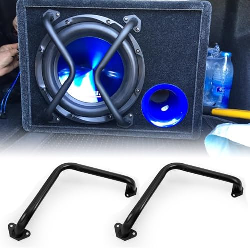 Tongze 12 Inch Metal Car Subwoofer Cover - Pack of 2, Black, Bluetooth & Aux, Minimalist Style