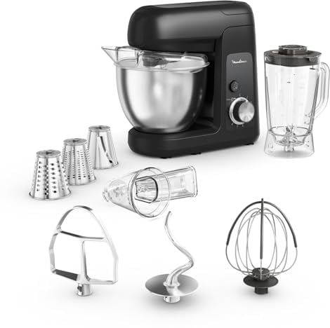 Moulinex Bake Partner, Robot pâtissier, 1100 W, Performances durables, Kit d'accessoires BakeGood, Mouvement planétaire QA522810, Noir Glama