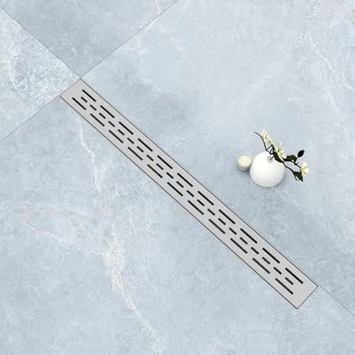 Canalina doccia a pavimento 130cm AICA ITALY scarico doccia con griglia a righe in acciaio inox Modello classico