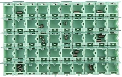 Ouitble Boîte de Rangement de Composants - 50pcs Composants électroniques Verts Mini conteneurs de boîtier SMT SMD avec Couvercle Transparent pour Petits Objets et Objets