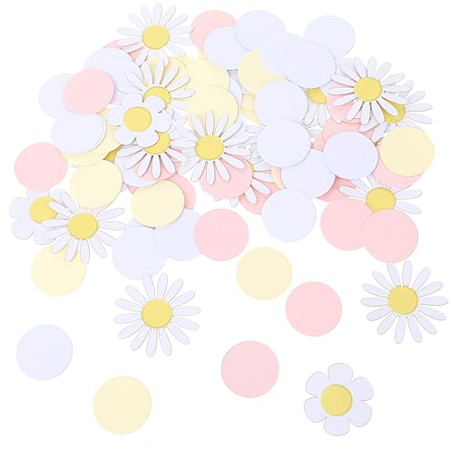 Lot de 100 confettis en forme de fleur, confettis de décoration de fête d'anniversaire, fournitures de table, confettis de fête, confettis de fleurs, décorations de fête d'anniversaire de mariage