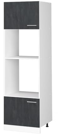 Vicco Mikrowellenschrank R-Line, Küchenregal für die Mikrowelle, Schwarz Beton/Weiß,