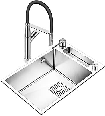 Thickened 304 Stainless Steel Kitchen Handmade Sink Large Single-Slot Washbasin Washbasin Set Under-Counter Basin