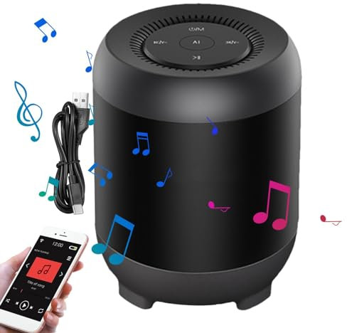 Enceinte de bureau intelligente – Haut-parleur compact et intelligent à commande vocale avec fonction carte, haut-parleur d'ordinateur pour la randonnée, les fêtes à la maison (noir, blanc)