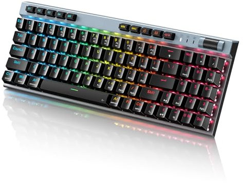 RGB Mechanical Gaming Keyboard, 78 Keys Hot-Swap With Magnetic Red Switches, Ergonomic With Aluminum Cover/Media Keys/Software/Dual System Wired for PC/Mac Gamer