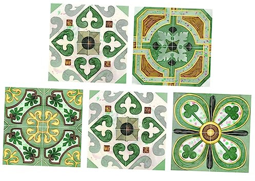 ORFOFE 5pcs Self-Adhesive Tile Stickers Removable Peel and Stick Wall Tile Decals Oil-Proof Waterproof for Home Decor Kitchen Bathroom Living Room