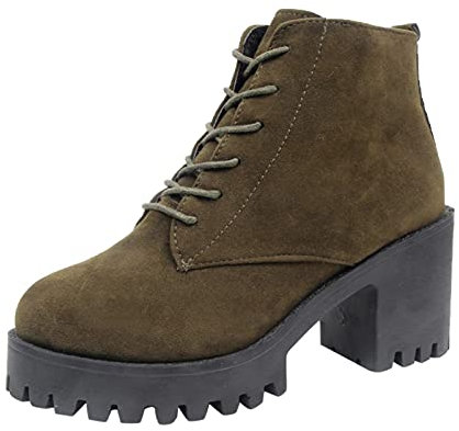 Scarpe Inverno Autunno Caviglia Stivali da Donna Stivali da Neve Stivali da Donna Stivali Anfibi Donna Calosce Donna Rosa (Army Green, 38)