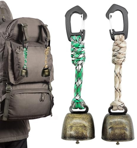 CHENNAN 2 Stück Anti Bär Glocken, Bärenglocke wandern, Metall Vintage Mini Kuhglocke Glocken Dekorationen, Vielseitig Kompakt und Tragbar Für Outdoor-Wanderungen, Rucksack-Anhänger, Tierhalsbä (A3)