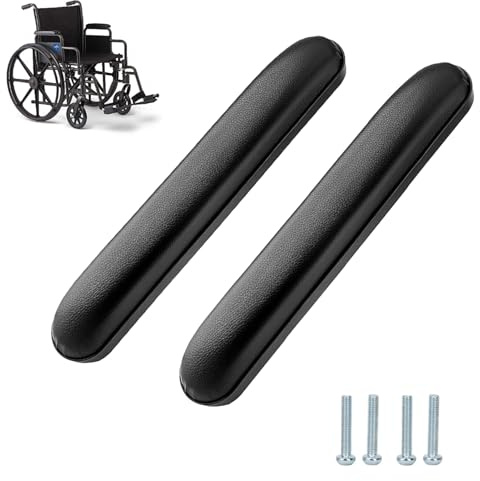Gepolsterte Armlehnen für Rollstuhl, Universal-Armpolster, Schwarz, 34,5 cm, geeignet für die meisten Rollstuhlmarken (2 Stück)