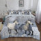 Srigzcaly Bettwäsche 200x220cm Tiere Pferde Schneeszene 3 Teilig Bettwäsche Set mit Reißverschluss Bettbezug Set Mikrofaser Weiß Bettbezüge für Erwachsene Teenager, mit 2 Kissenbezug 80x80cm