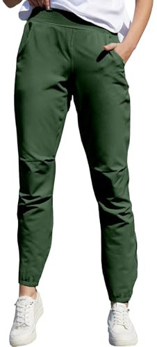 HIBETY Damen Elastische Kordelzug Taille Golf Hosen, Sonnenschutz Bequeme Lounge Hosen, Leichte Athletic Jogger Army Green02-L