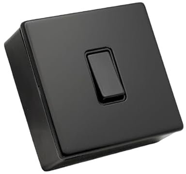 SHPELEC® Matt Black Metal Switch and Socket Range with Surface Mount Back Box – Sleek, Durable, and Easy to Install (1 Gang 10A Switch + Back Box, Screwless)