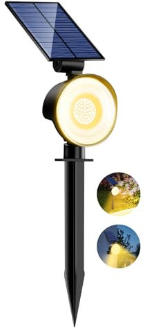nipify Solarlampen für Außen Garten,53 LED Solar Strahler Gartenleuchten IP65 Wasserdicht, 3 Helligkeit Warmweiß Solarleuchten Aussenleuchte Wegeleuchte für Draußen Wege Wand Outdoor