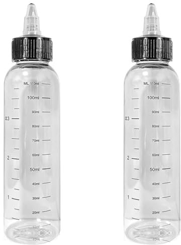 2pcs Hair Oil Applicator Bottle,Squeeze Oil Applicator Bottle,110ml Hair Dye Nozzle Bottle Hair Color Squeeze Bottle with Scale Ratio Measurement Refillable Empty Liquid Container for Salon Hair Care