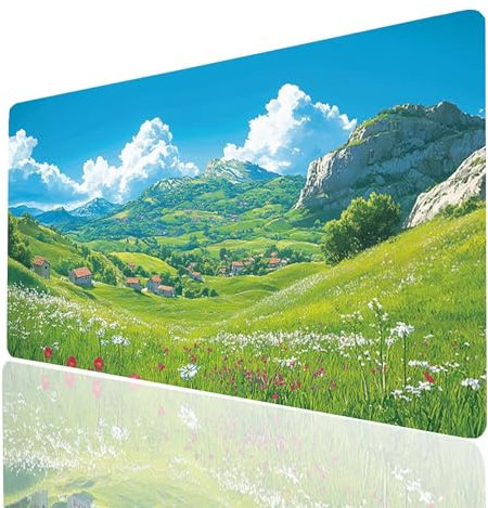 Landscape Mouse mat Village Gaming Mouse Pad Large 28x12x0.12 Inch Stitched Edges Washable, Desk Mat Non-Slip Rubber Base, Mousepad Improves Speed Precision for Laptop PC Wireless Keyboard Model-01552