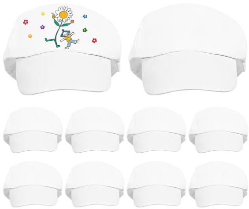 Angoily 10Er Set Kinder Schirmmütze Zum Bemalen Rohling Für Eine DIY-Mütze Weiße Baseballkappen Aus Baumwolle Für Basteln Strand Party Und Outdoor-Aktivitäten