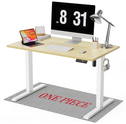WALKINGDESK Höhenverstellbarer Schreibtisch 100 x 60 cm, Eiche | Elektrischer Stehschreibtisch mit Einteiliger Tischplatte, 4 Speicherpositionen, Computertisch 2 Haken für Homeoffice