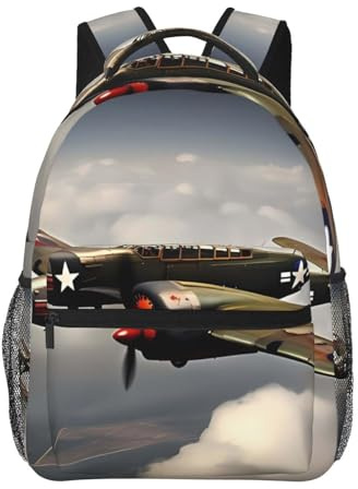 peiyeety Reiserucksack mit Flugzeugen aus dem 2. Weltkrieg für Damen und Herren, 15,6 Zoll Laptop-Rucksack, wasserdicht, Arbeitsrucksack