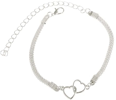 Doppelherz Fussketten Für Frauen,Fusskettchen Silber 925Damen,Summer Beach Style,Frauen Fuß Zubehör,Wasserdichte Fußkettchen,Geeignet Für Ein Mädchen Geburtstag Geschenk Party Urlaub Geschenk