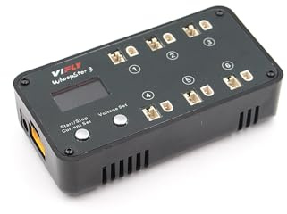1S Lipo Akku-Ladegerät, Entlader, 6 Anschlüsse, 4,2 V, 4,35 V, BT2.0, PH2.0 Stecker für VIFLY WhoopStor v3 Ladegeräte, FPV Tinywhoop Mini-Drohnen (schwarz)
