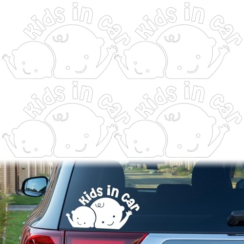 4Pcs White Large Baby on Board Baby in Car Signs