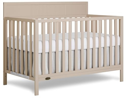 Dream On Me Ivy 5-in-1 Convertible Full-Size Baby Crib in Almond Butter, GreenGuard Gold & JPMA Certified, 3 Mattress Heights, Converts to Toddler, Day & Full-Size Bed, Safe & Stylish Nursery