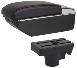 Ablage in der Mittelkonsole Auto Mittelarmlehne Box Modifizierter Wasserbecherhalter USB Aschenbecher Autoteile Für Opel Astra 2008-2011(A-black red line)