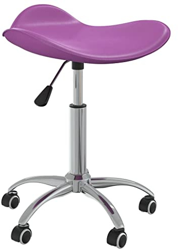 mtlskopl Silla de oficina lila – Elegante silla giratoria de piel sintética de altura ajustable con ruedas – Moderna silla de escritorio sin reposabrazos soporta hasta 110 kg para oficina en casa y