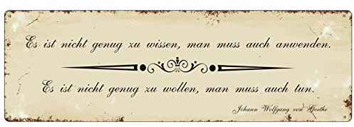 Interluxe METALLSCHILD Türschild ES IST Nicht GENUG ZU WISSEN Goethe Weisheit Dekoschild