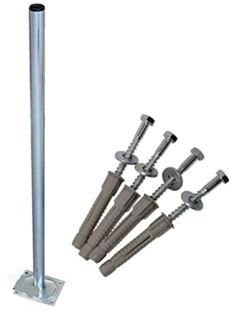 Premium X 100cm Ø 38mm Standfuß Stahl Antennen-Mast Rohr-Ständer Mastfuß Flachdach-Halterung für Satellitenschüssel SAT-Spiegel inkl. Boden-Montage Schraubensatz