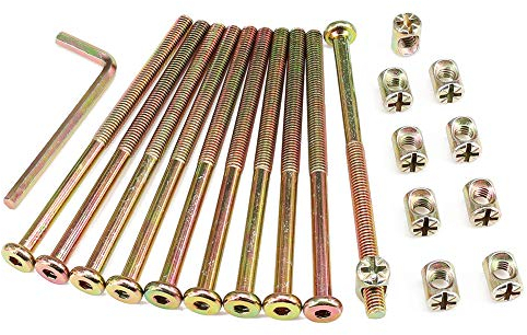 Allen Headed M6 Bolt and Barrel Nut Zinc Plated Hex Drive Socket Cap Furniture Barrel Screws for Furniture Cots Beds Crib and Chairs with Wrench (100mm)