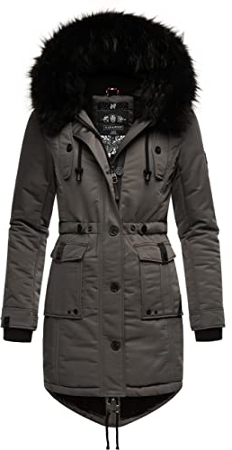 Navahoo Damen Warmer Winterparka mit Kapuze Luluna Prc Grau Gr. S