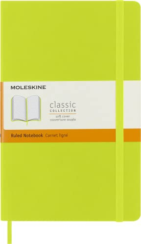 Moleskine - Klassisches Notizbuch, Liniertes Notizbuch, Weicher Einband und Elastischer Verschluss, Großes Format 13 x 21 cm, Limonengrün, 240 Seiten