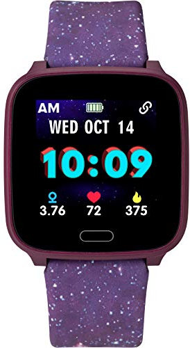 iConnect By Timex Kids Active 37mm Smartwatch with Heart Rate, Notifications and Activity Tracking, Purple Galaxy, Smartwatch