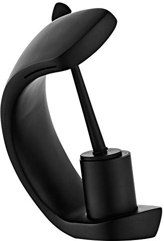 Robinet Salle De Bain - Cascade Robinet Lavabo, Laiton Monocommande Haut Mitigeur Lavabo, Eau Chaude Et Froide Disponible, Pour Lavabo Ou Vasque De Salle Bain, Valve En Céramique, Style Moderne, Noir