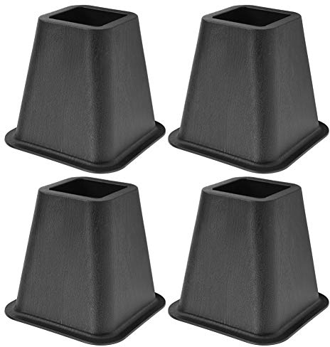 lyrlody Bed Raisers,4Pcs 6inch Furniture Riser Leg Pad Set Large High Bed Chair Sofa Riser Feet Lift Set Under Bed Storage Heavy Duty Stable Riser Feet Lift Set for Bed Sofa Chair Table Black