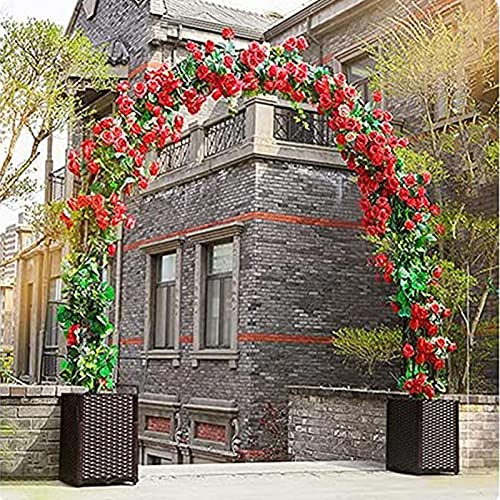 qmj Rosenbogen Mit Pflanzkasten,Beweglich Multifunktions Gartenbogen Metall Rosenbogen Eisen Massiv Pflanzen Kletterhilfe Gartendekoration Im Freien,Brown-140 * 240cm