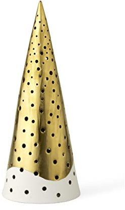 Kähler Teelichthalter hoch H25.5 cm Nobili Knochenporzellan Satingold, blau