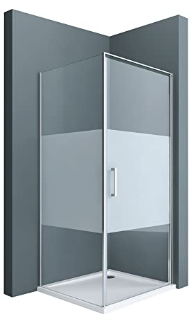 doporro Eckeinstieg Duschkabine 90x90x195cm Eckdusche inkl. Duschtasse ESG-Sicherheitsglas Milchglas inkl. beidseitiger Easy-Clean-Beschichtung Ravenna36-Plus