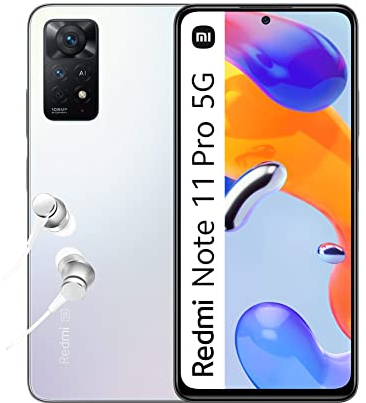 Xiaomi Redmi Note 11 Pro 5G Smartphone+Kopfhörer,8+128GB Handy ohne Vertrag,6.67120Hz FHD+AMOLED DotDisplay,Alexa Hands-Free,108MP AI Triple Kamera,5000mAh,White, 8+128