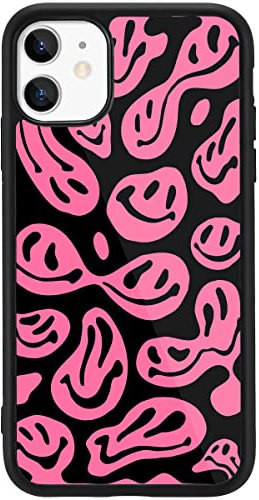 MAYCARI Slim Protective Phone Case for iPhone 11 Pro Max, Aesthetic Happy Smile Face Hippie-A Print Design, Soft TPU Hard Back Shockproof Anti-Scratch Protective Cover Case for iPhone 11 Pro Max
