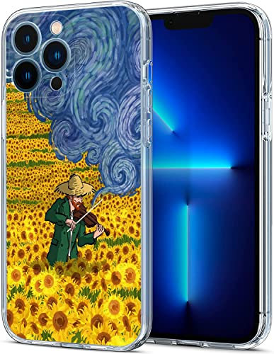 Jkxwl Compatible with iPhone 13 Pro Max Case Sunflower Van Gogh Soft TPU iPhone 13 Pro Max Case for Girls Women Clear Full Body Protective Anti-Scratch Slim Protective