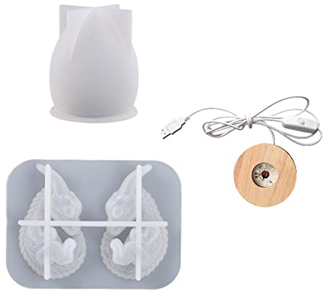 Maseaxi Ei-Epoxidharz-Form | Dinosaurier-Eier Tischlampe Wohnkultur mit beleuchtetem Holzfuß | Ei-Form-Epoxid-Formen-Set für Bastelarbeiten für Beton, Zement, Ton