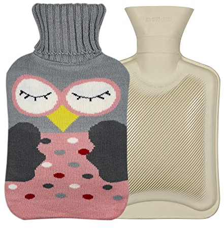 Groß Wärmflasche 2L, Plüsch Wärmeflasche mit Bezug Flauschig, Wärmflaschen mit Handwärmer,Hot Water Bottle with Zipper Cover für Erwachsene & Kinder Abend Winterheizung Kuschelig Bettflasche Warm